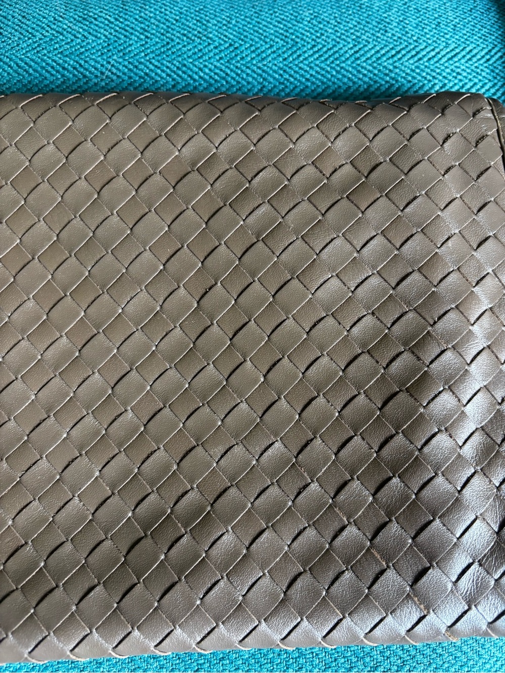 Vintage Etienne Aigner Woven Leather Shoulder bag / Clutch Taupe Envelope Purse - Picture 7 of 13